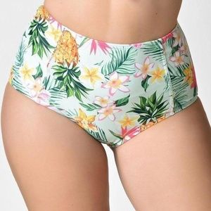 NWT Pineapple Print High Waisted Bikini Bottom